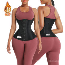 private label slimming black women custom latex waist trainer with back support